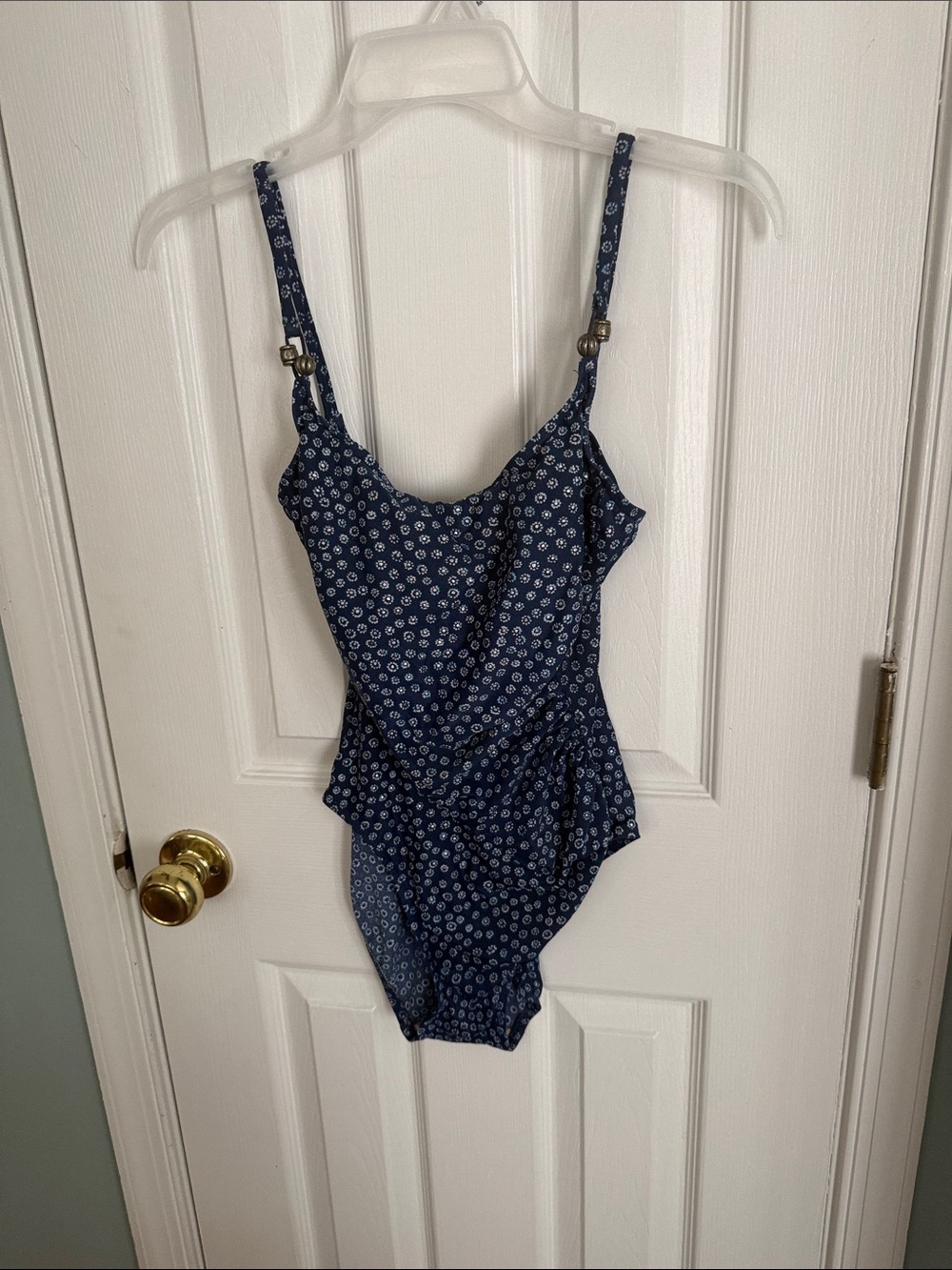 Navy Floral One-Piece Swimsuit with Ruffle Waist